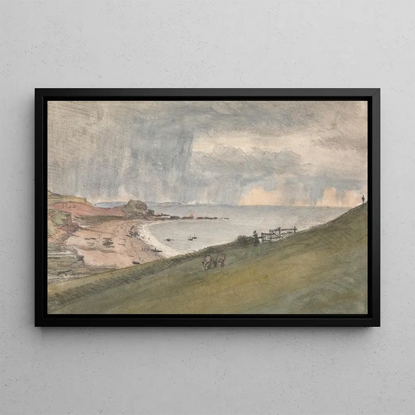 Budleigh Salterton A easier way to go down the cliff - William Crotch — framed artwork on a wall