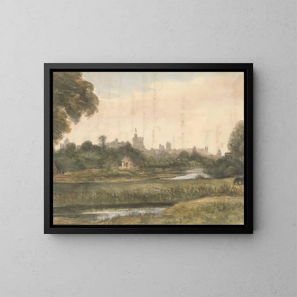 View of Windsor from the River - William Crotch — framed artwork on a wall