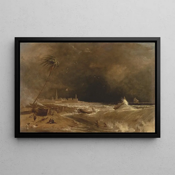 Madras or Fort St George painting in the Bay of Bengal, a squall receding - William Daniell — framed artwork on a wall