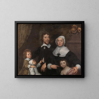 Portrait of a family probably that of Richard Streatfeild - William Dobson — framed artwork on a wall