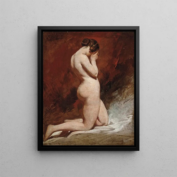 Nude kneeling - William Etty — framed artwork on a wall
