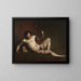 Male nude painting leaning on a stick - William Etty — framed artwork on a wall