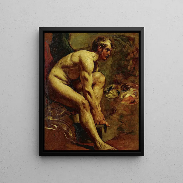 Male Nude Painting - William Etty — framed artwork on a wall