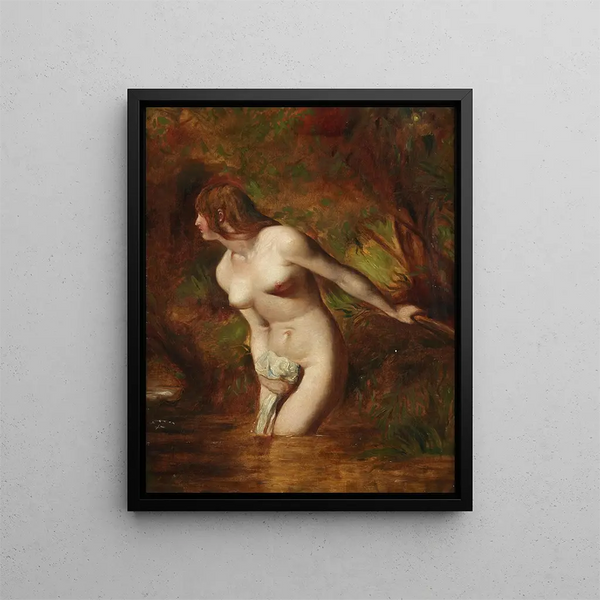 Musidora la baigneuse à la brise douteuse alarmée - William Etty — framed artwork on a wall