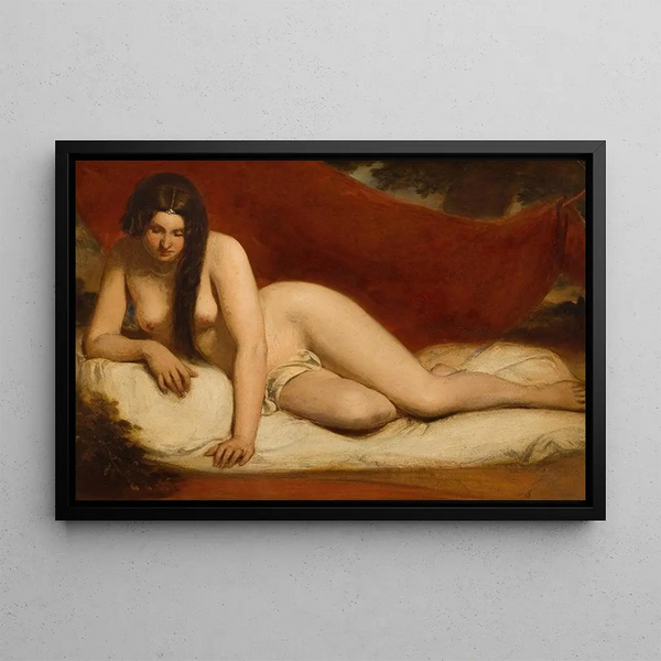 Nude reclining painting - William Etty — framed artwork on a wall