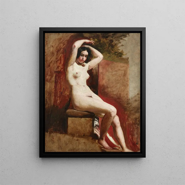 Academic Nude Sitting - William Etty — framed artwork on a wall
