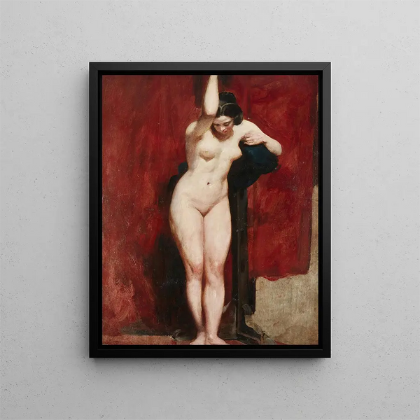 Academic nude standing painting - William Etty — framed artwork on a wall
