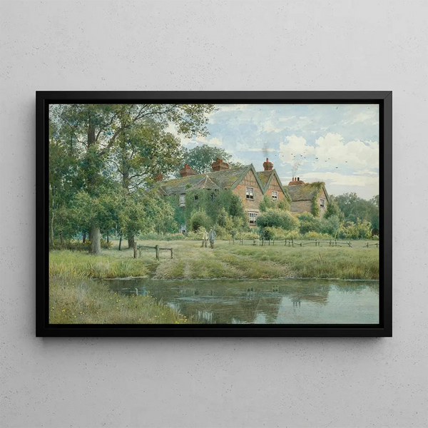 Old houses near Cambridge - William Fraser Garden — framed artwork on a wall