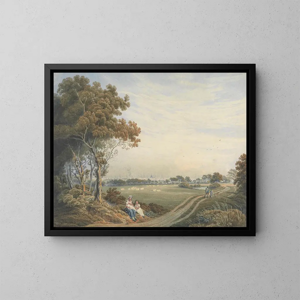 a distant view of the city of London from St John's Wood - William Frederick Wells — framed artwork on a wall