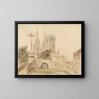 Cathedral of Coutances - William Frome Smallwood — framed artwork on a wall