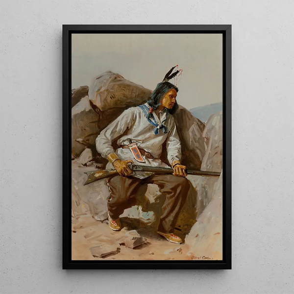 Indian Scout Painting - William Gilbert Gaul — framed artwork on a wall