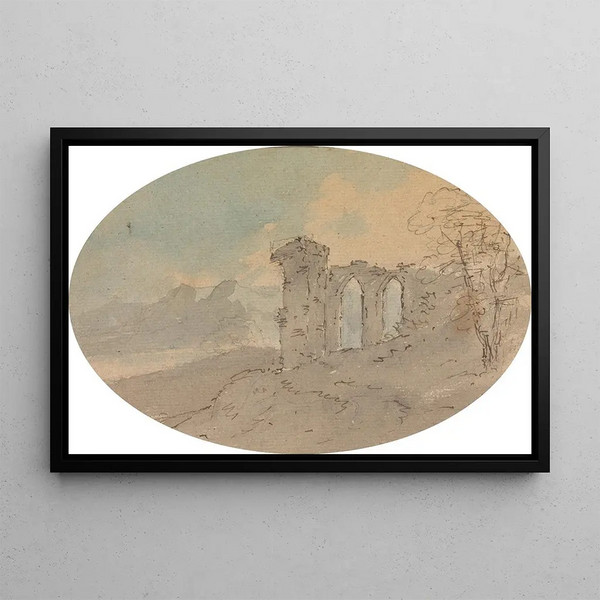 View of the Castle Ruin - William Gilpin — framed artwork on a wall
