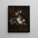 Still life with a white rooster - William Gouw Ferguson — framed artwork on a wall