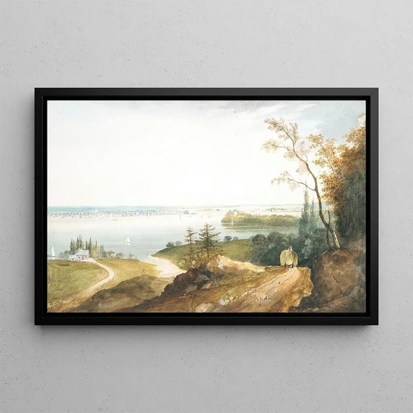 New York from Weehawk - William Guy Wall — framed artwork on a wall