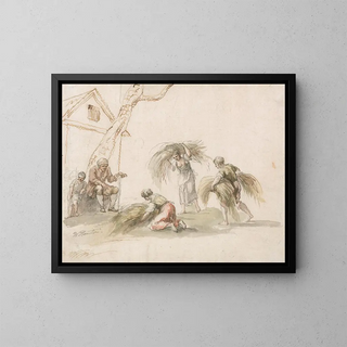 Figures en train de récolter - William Hamilton — framed artwork on a wall