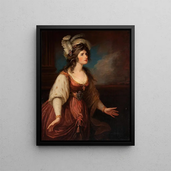 Portrait painting of Sarah Siddons in the role of Zara - William Hamilton — framed artwork on a wall