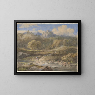 Licenza near Rome, the Villa of Horace - William Havell — framed artwork on a wall