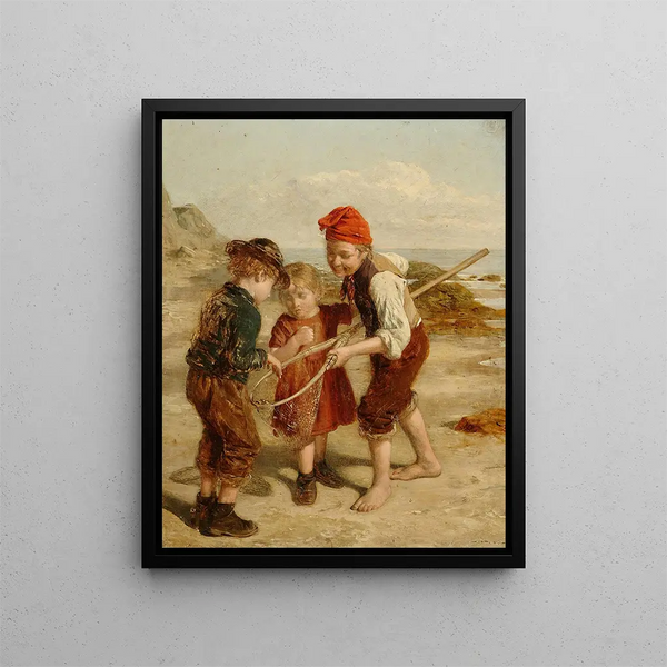 Les petits crevettiers - William Hemsley — framed artwork on a wall