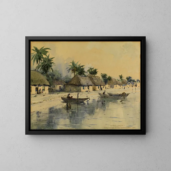 Village indien, île de Cozumel, Yucatán - William Henry Holmes — framed artwork on a wall