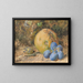 a painting of an apple, grapes, and a hazelnut on a moss bench - William Henry Hunt — framed artwork on a wall