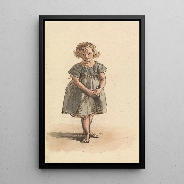 Young barefoot girl standing - William Henry Hunt — framed artwork on a wall