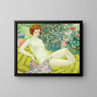 Nude in a Garden - William Henry Kemble Yarrow — framed artwork on a wall