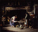Interior farm painting, Breton children feeding rabbits - William Henry Lippincott — artwork view