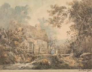 Cottage and pontoon - William Henry Pyne — artwork view
