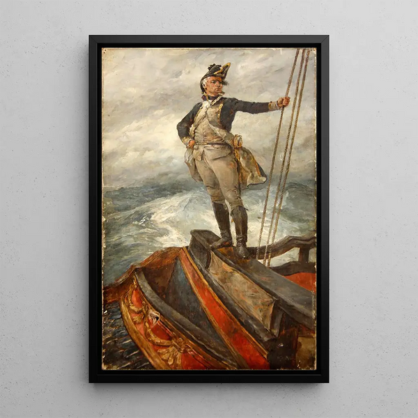 Captain of the Marine on the aft deck - William Heysham Overend — framed artwork on a wall