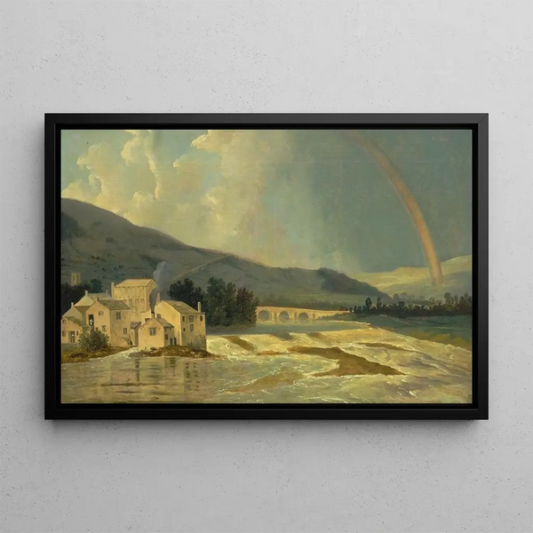 Pont d'Otley sur la rivière Wharfe - William Hodges — framed artwork on a wall