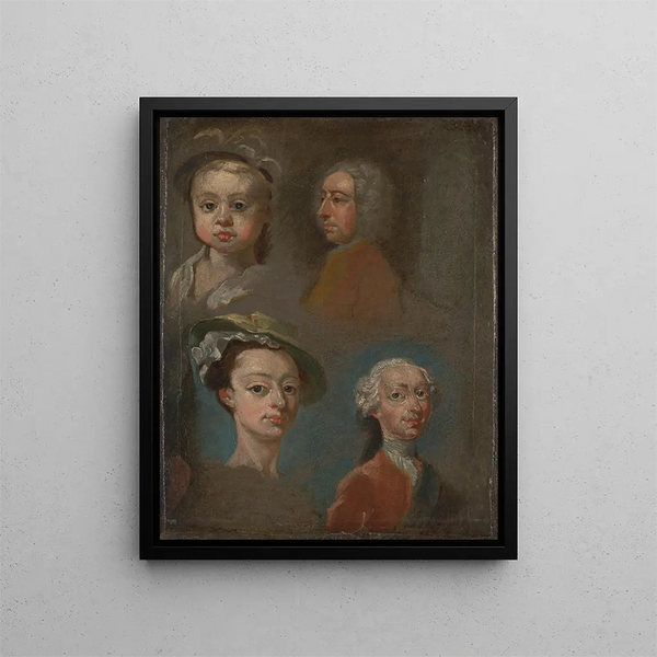 Studies of Heads - William Hogarth — framed artwork on a wall