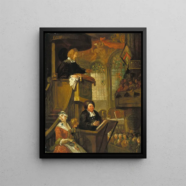 La Congrégation endormie - William Hogarth — framed artwork on a wall
