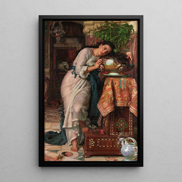 Isabella and the Basil Pot - William Holman Hunt — framed artwork on a wall