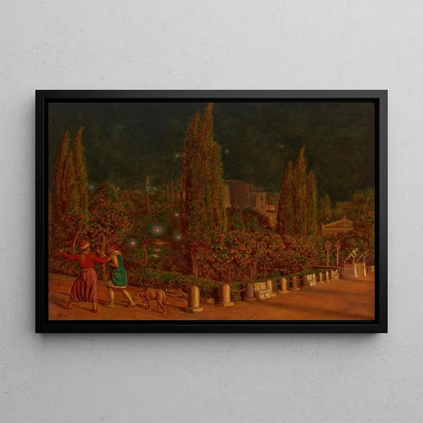 Piazza della Costituzione, Athens by night - William Holman Hunt — framed artwork on a wall