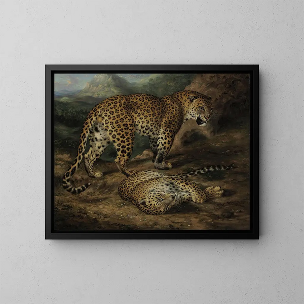 Two Leopards - William Huggins — framed artwork on a wall