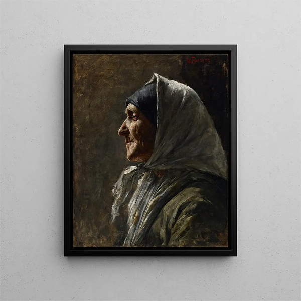 Head Study Old Woman - William J. Forsyth — framed artwork on a wall