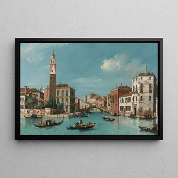 View of the entrance of the Cannaregio canal with the Church of San Geremia and the Palazzo Labia Venice - William James — framed artwork on a wall