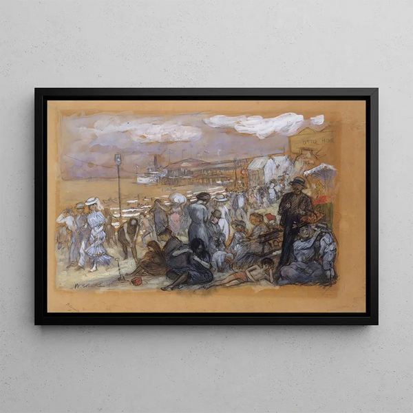Afternoon at Coney Island - William James Glackens — framed artwork on a wall