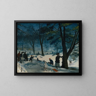 Winter in Central Park - William James Glackens — framed artwork on a wall