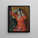 Girl in Red Dress Pinning Her Hat - William James Glackens — framed artwork on a wall