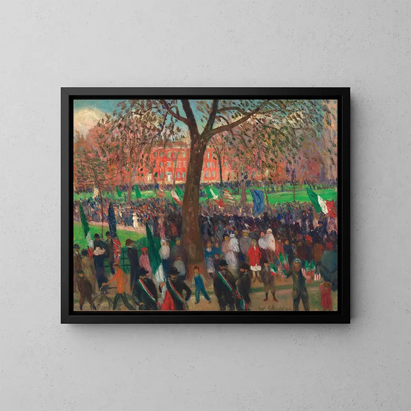 Parade à Washington Square - William James Glackens — framed artwork on a wall