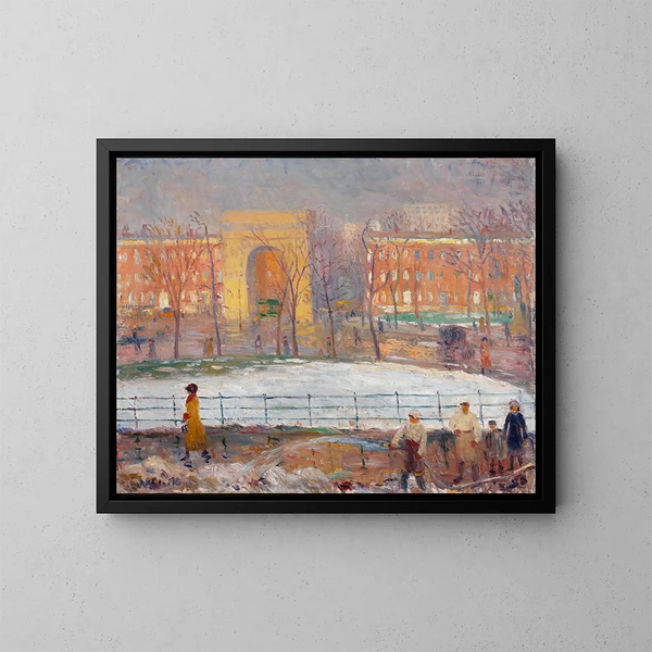 The Street Cleaners at Washington Square - William James Glackens — framed artwork on a wall