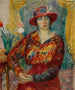 Woman in a red blouse with tulips - William James Glackens — artwork view
