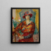 Woman in a red blouse with tulips - William James Glackens — framed artwork on a wall