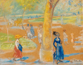 Woman with an umbrella at Washington Square - William James Glackens — artwork view