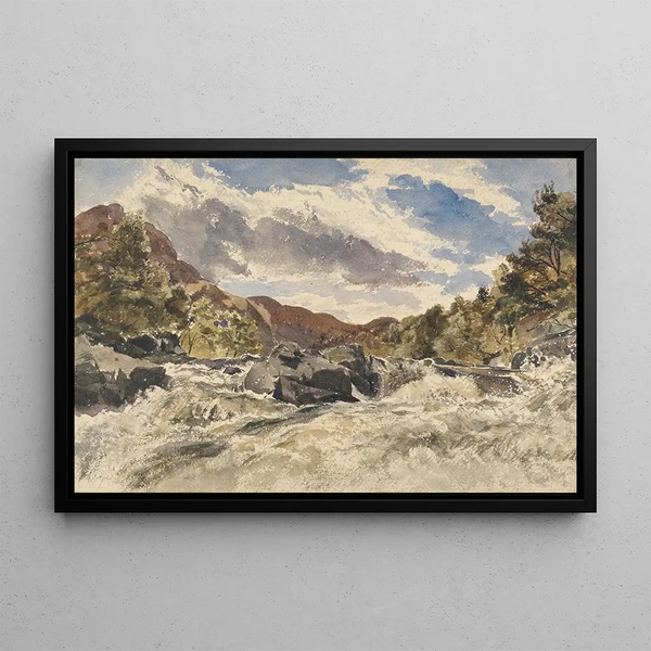 Mountain Torrent - William James Müller — framed artwork on a wall