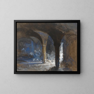 Crypte du palais des évêques pendant les émeutes de Bristol - William James Müller — framed artwork on a wall