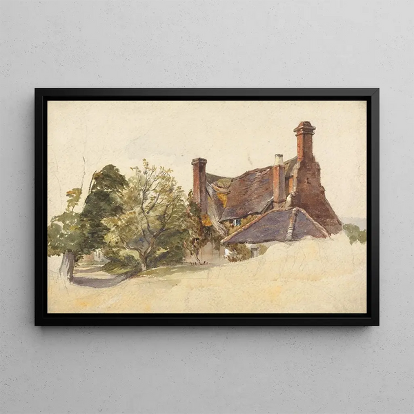 Study of a cottage near a path - William James Müller — framed artwork on a wall