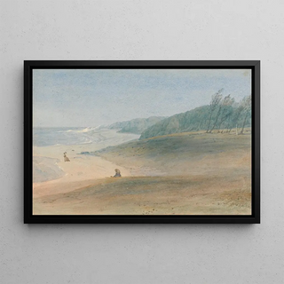 Maurice painting, a child watching his mother walk near the sea, presumed Mrs. Chamberlayne and one of her children - William John Chamberlayne — framed artwork on a wall