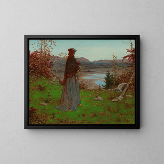 Woman in an Autumn Landscape - William John Hennessy — framed artwork on a wall